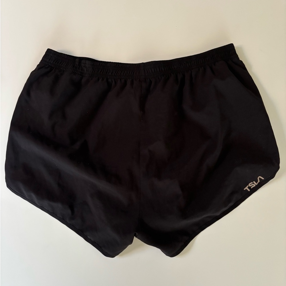 TSLA Men’s Black Athletic Shorts (Lined, M)
